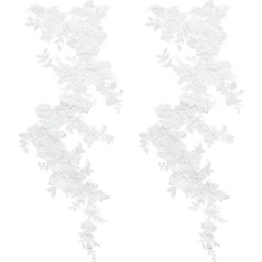 WEBEEDY Pack of 2 Izšūšana Sequins Lace Applique for Sewing Beads Ziedi Izšūšana Izšūšana Lace Patches Ziedu Lace Auduma apdares DIY amatniecības Šūšana Kostīmu šūšana Dressmaking Līgavas Kāzas