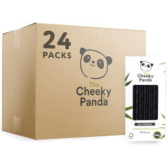 The Cheeky Panda - Bambusa salmiņi - 24 x 250 gabaliņi - krāsa: melna - videi draudzīgi un bioloģiski noārdāmi dzērienu salmiņi - ideāli piemēroti dzērieniem, kokteiļiem un smūtijiem