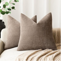 Foindtower Pack of 2 Soft Textured Cushion Covers, Dekoratīvie spilvenu pārvalki, Square Accent Solid Cushion Cover, Mājīgs lauku mājas spilvenu pārvalks ar rāvējslēdzēju, dīvānam,