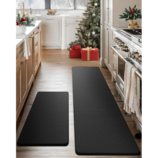 Homergy Anti Fatigue Virtuves paklājiņi grīdai, 2 Pack Memory Foam Polsterēti paklājiņi, Komfortabli stāvoša galda paklājiņi birojam, mājai, veļas istabai, ūdensizturīgi un ergonomiski, 44 x 76 cm & 43 x