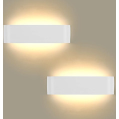 Lightess 2 sienu lampu komplekts LED iekštelpu modernas sienas lampas White Up Down Light sienas apgaismojums Warm White kāpņu apgaismojums 16 W IP44 dzīvojamai istabai guļamistabai, gaitenim, gaitenim, kāpnēm utt. Izgatavots no alumīnija