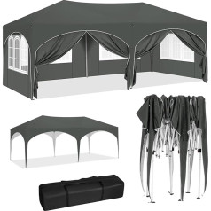 WOLTU lapene, saliekamā lapene, 3 x 6 m, ar 6 sānu sienām, ballīšu telts, ūdensnecaurlaidīga, UV aizsardzība 50+, regulējama augstuma dārza lapene, ar somu, āra dārzam, kempingam, pelēka