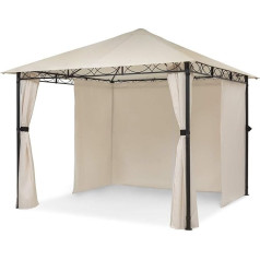 Blumfeldt Mondo Mondo Pergola Party Tents Dārza telts lapene, izmērs: 2,95 x 2,6 x 2,95 m (platums x augstums x dziļums), 4 sānu paneļi, EasyMount koncepcija, Laika apstākļu aizsardzība: UV/vēja/lietus aizsardzība, bēšs