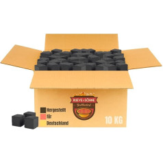 Rueve & Söhne 10 kg BBQ kokogļu 28 Dabiskās kokogles, kas izgatavotas no kokosriekstu čaumalām ar steikhauzena kvalitāti Augstas kvalitātes kokosriekstu kokogļu kubi BBQ un kokosriekstu kokogļu briketes I Uz grila