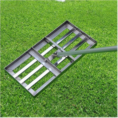 ATRNA Lawn Squeegee Stainless Steel, Golf Garden Grass Level Lawn Level Rake Lawn Leveler Ground Lawn Leveling Rake for Home Garden Yard Golf Silver