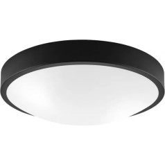 Licht-Erlebnisse Deckenlampe Metall Glas Schwarz Bad Büro Flur B:36 cm rund E27 blendarm 2-flammig elegant stilvolle Deckenleuchte Wohnzimmer TREBSTER