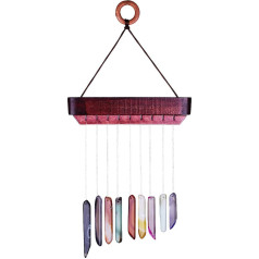 Nupuyai Multicolor Agate šķēles Wind Chimes Dārza mājas apdare Crystal Wind Bell iekštelpu ārā 13 collu