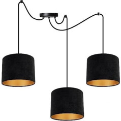 Light-Home Milan Spider Pendant Lamp - Zirnekļa piekaramā lampa - Griestu gaisma - Zirnekļa lampa ar 3 galviņām - Metāla un auduma piekaramā lampa - E27 - Melns un zelts