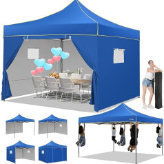 COBIZI Pop Up nojume svinībām, āra nojume ar sānu sienām, viegli atverama nojume ar sieta logu, UPF 50+, telts pagalmam, kāzām, pasākumiem, sportam, komerciālai lietošanai, zila, zila