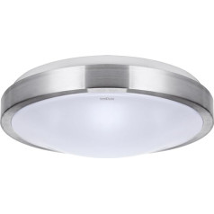 Licht-Erlebnisse LED griestu gaisma apaļa IP44 diametrs 26 cm sudrabaini balta kvadrātveida neitrāli balta 4000 K 1160 lm mitru telpu lampas virtuves vannas istabas gaisma griesti