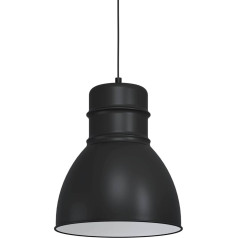EGLO Ebury Piekaramais gaismeklis, 1 spuldzes industriāla piekaramā lampa, Skandi, metāla piekaramais gaismeklis melnā, baltā krāsā, galda lampa, viesistabas lampa, piekaramā lampa ar E27 ligzdu