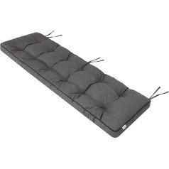 Soliņa spilvens dārza soliņam, polsterējuma spilvens, sēdekļa spilvens, soliņa spilvens ar 8 cm biezu polsterējumu, spilvens soliņiem, ražots ES - 180 x 50 cm - tumši pelēks