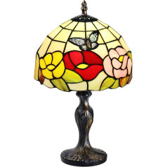 7CDXD Tiffany Lamp Small Retro Tiffany Lamps with Handcraft Stained Glass Lampshade and Metal Base for Decorate Bedroom Living Room Study Office Bar [Energy Class F]