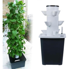 PTSZNGS 30 Pods Hydroponics Tower Hydroponisches Anbausystem Aeroponics-Anbauset für Kräuter, Obst und Gemüse mit Befeuchtungspumpe, Adapter, Netztöpfen, Timer für Kräuter, Obst und Gemüse