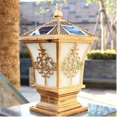 WFZRXFC Retro Creative Outdoor Post Light Alumīnija Solar Post Lamp Ķīniešu Classic Art Design Post Lantern Pagalms Deck Villa Garden Pillar Headlight