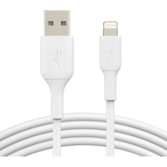 pvc kabelis usb-a - lightning 3m, balts