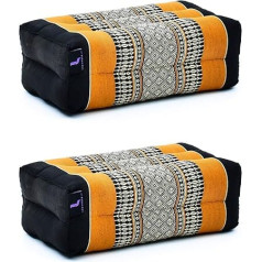 Leewadee jogas bloku komplekts 2 jogas bloki Pilates jogas spilvens Meditācijas spilvens Ekoloģisks dabisks produkts 35 x 18 x 12 cm Kapok melns oranžs