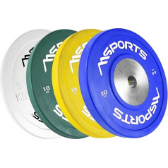 MSports Olimpiskās svaru plāksnes, čuguna profesionālās studijas kvalitātes, caurumu diametrs 51 mm, 2 komplekti, gumijas pārklājums, 5-20 kg svars.