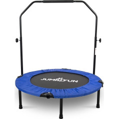 JUMP4FUN Mini batuts fitnesam, Ø92cm - 36'' - regulējams ar dubultiem stieņiem, pārnēsājams un salokāms, mājas kardio un ķermeņa vingrinājumiem, atbalsts līdz 150 kg - zils