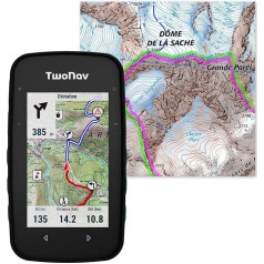 TwoNav Cross Plus + Karte Francija IGN Topo Pilnīgs sporta GPS ar 3,2 collu displeju kalnu riteņbraukšanai, riteņbraukšanai, trekingam vai pārgājieniem, ar kartēm, tirkīzs