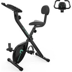 GEARSTONE Exercise Bike, magnētiskais saliekamais velosipēds, fitnesa velosipēds, iekštelpu trenažieris, saliekams mājas kardio treniņiem, rokas sensors, tālruņa turētājs