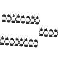 Garneck Pack of 20 Retro LED laternas Mājas LED petrolejas lampas Petrolejas laterna Eļļas degšanas laterna Vintage kempinga laterna Miniatūras petrolejas laterna Dekoratīvie Haunted House Light Black ABS