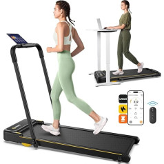 UREVO skrejceļš mājai ar lietotni, 2-in-1 staigāšanas paliktnis ar dubulto triecienu absorbciju, 1-10 km/h skrejceļš salokāms ar tālvadības pulti un LED displeju mājai/birojam
