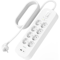 Surgeplus pārsprieguma aizsardzības sloksne 8x schuko 1xusb-a 1xusb-c 900j 2m