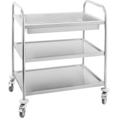 Royal Catering Serving Kitchen Tea Trolley RCGW 1 (2 plaukti, 1 trauks, 150 kg kravnesība, 84,5 x 52,5 x 94,5 cm, zemas vibrācijas grozāmie riteņi, 4 bloķēšanas bremzes, nerūsējošais tērauds)