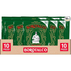 10 x Borotalco talka pulveris daudzfunkcionāls, ļoti labi uzsūcošs un atsvaidzinošs jutīgai ādai 10 maisiņi pa 120g 120g katrā