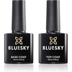 Bluesky UV LED šķīstošais gēls, nagu lakas komplekts, virsējais un bāzes pārklājums 10ml