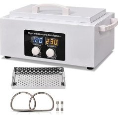 Augstas temperatūras sterilizators, metāla instrumentu tīrītājs, spa dvieļu sausais siltuma sterilizators ar taimeri, sterilizācijas aprīkojums zobārstniecības klīnikām, laboratorijām un saloniem, friziera šķēres (balts)