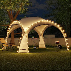 Swing & Harmonie LED pasākumu lapene, 3,6 x 3,6 m, nojume ar kupolu, dārza lapene ar saules bateriju, dizaina lapene, dārza telts, kempinga lapene, svinību telts ar apgaismojumu