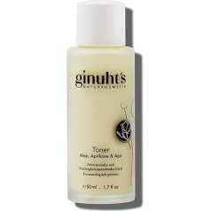 ginuht's Natural Cosmetics sejas toniks 100% organisks reģenerējošs un ādu nostiprinošs toniks visiem ādas tipiem Aktivējošs šķidrums ar alveju, aprikožu un açai (50 ml)