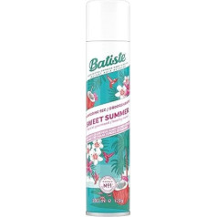 Batiste Sweet Summer sausais šampūns Atsvaidzina matus un piešķir apjomu Monoi aromāts Kokosrieksts un vaniļa Absorbē lieko sebumu bez skalošanas 200ml
