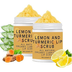 Natürliches Kurkuma-Zitronen-Lippenpeeling für dunkle Lippen, Peeling-Kurkuma-Lippenpeeling mit Aloe Vera, nährendes Zucker-Lippenpeeling, sanftes Peeling für rissige (2gab, viens izmērs)