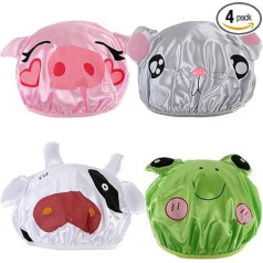 kilofly 4pc ūdensizturīgs atkārtoti lietojams vannas cepure bērniem Fun karikatūra dzīvnieku dušas cepures komplekts
