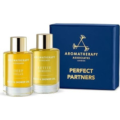 Aromatherapy Associates Perfect Partners dāvanu komplekts - 2 x 9 ml duets ar Revive Morning un Deep Relax vannas un dušas eļļu Īpaši tīri, ļoti koncentrēti ēterisko eļļu maisījumi.