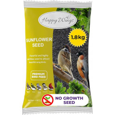 Happy Wings Black Oil Sonnenblumen-Vogelfutter | 1,8 kg | kein Anzuchtsamen | Vogelfutter für Wildvögel