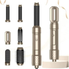 6-in-1 Airstyler siltā gaisa suku matu veidotājs, ar 1000 W matu fēnu, apaļu suku žāvētāja termisko suku, gaisa plūsmas cirtas gludekli, automātisko, fēnu žāvēšanas suku, iztaisnošanas suku, iztaisnošanas suku,