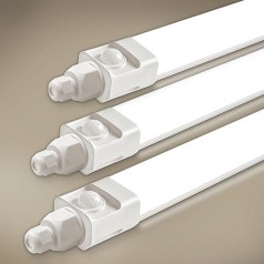 Tobeter 3 LED apgaismojums mitrajām telpām 115 cm ar kustības sensoru, 36 W 3600 LM LED sensora lampa mitrajām telpām, sērijveida savienojums, IP65 ūdensizturīga LED lampa pagrabam, garāžai, mitrajām telpām, neitrāli balta, 4000