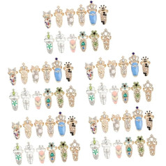 FOMIYES 60 gab Nail Set Ring Bowknot Nail Ring Ring Rings Sievietēm Aksesuāri manikīram Pirkstu rotaslietas Gredzeni Bridal Nail Thumb Nail Ring Bridal Crown Alloy Crystal Miss Pointed Ring
