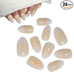 24 gabali Stick On False Nagi Īsas oranžs Gradients ovāls Stick On Nagi sievietēm Shiny noņemams False Nagi sievietēm un meitenēm