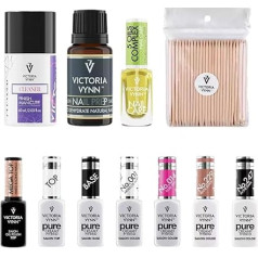 Victoria Vynn Pure Creamy Hybrid komplekts - bāze, virskārta, krāsas un kopšanas līdzekļi ideāliem nagiem