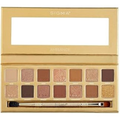 Sigma Beauty Ambiance acu ēnu palete - 14 acu ēnu krāsas matētā, mirdzošā un metāliskā krāsā - ļoti pigmentēta, vegāniska acu kosmētikas palete - Clean Beauty Produkti