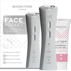 MAGNITONE FaceRocket 5-in-1 sejas nostiprināšanas ierīce - radiofrekvences, mikrostrāvas, gaismas terapija, krioterapija, skaņas masāža, sejas masāžas aparāts, pretnovecošanās, ādas atjaunošana, grumbu noņemšana