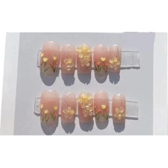 Sommerliche handbemalte Tulpen-Nagelpflaster for schönes Tragen und erfrischende mittellange bis lange Nägel(Square,S)