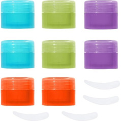 RONRONS mazi ceļojumu trauciņi, mini paraugu trauciņi ar vāciņiem, tukšas plastmasas ceļojumu burciņas lūpu balzamam, ziedēm, krēmiem, losjoniem, kosmētikas līdzekļiem, kosmētikas līdzekļiem, nagu aksesuāriem, 10g/10ml, 8 gab. iepakojums