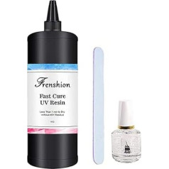 1 kg ātri sacietējoša UV sveķu uzlabojums Augsta caurspīdība Bez dzeltenas krāsas Caurspīdīga cieta ultravioleto starojuma UV sveķu sacietēšana + ota ar otu + 15 ml apdares eļļas