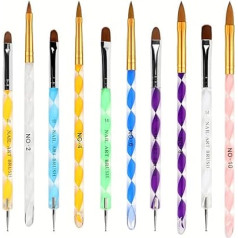 Akrila nagu suku komplekts UV gēla nagu mākslas suku nagu dizaina komplekts Nail Art Dotting Pen Akrila nagu manikīra salona rīki 10 gab.
